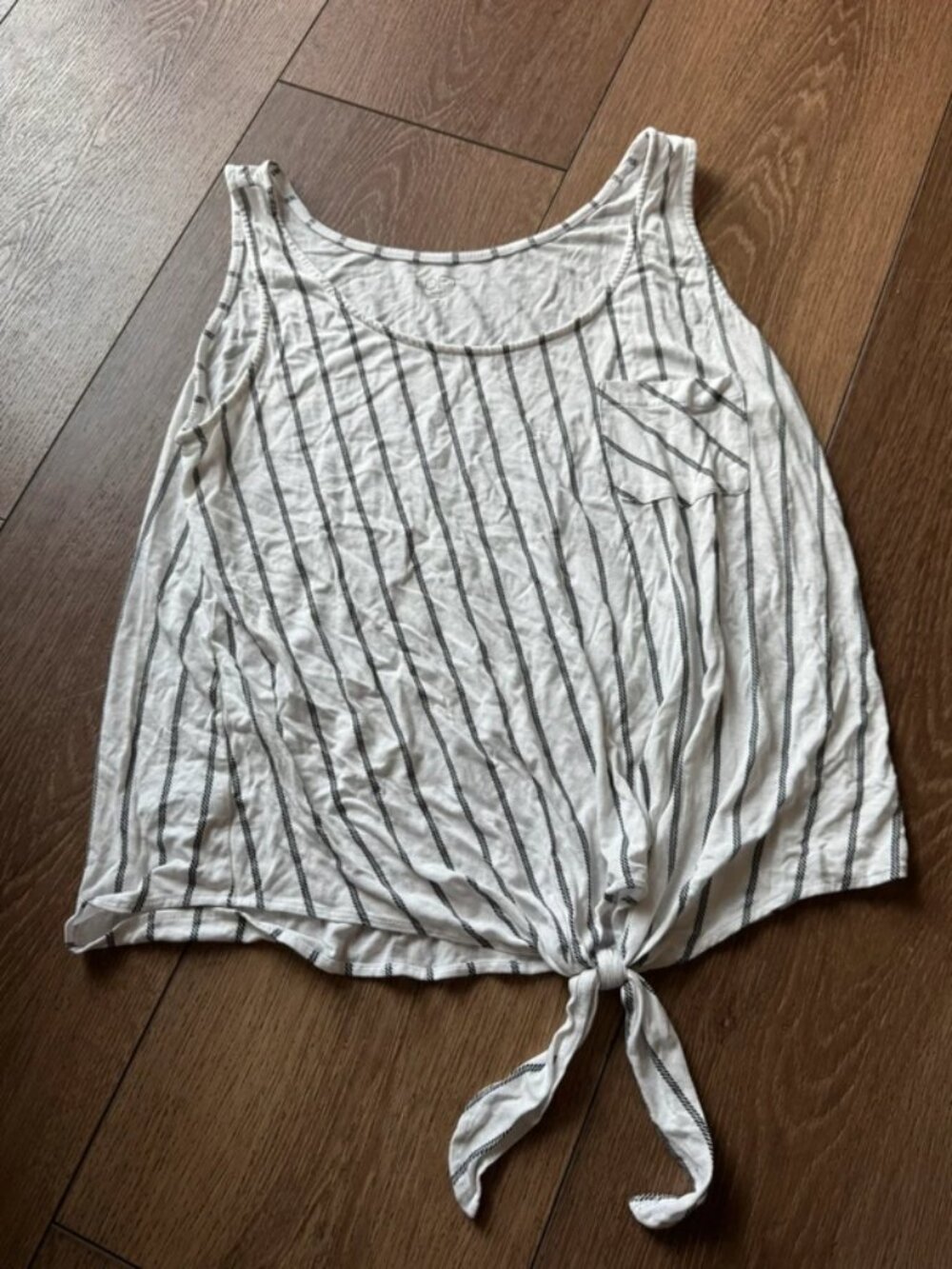 Loft Striped Tie-Front Tank Top - White/Black